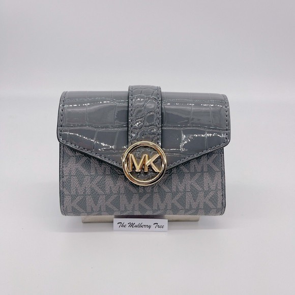 Michael Kors Carmen Md Envelope Flap Billfold Wallet Logo Closure NWT Org $258 - Picture 1 of 8